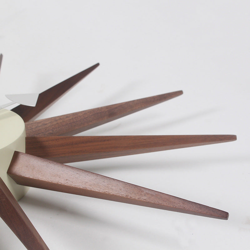 Walnut Starburst Wall Clock
