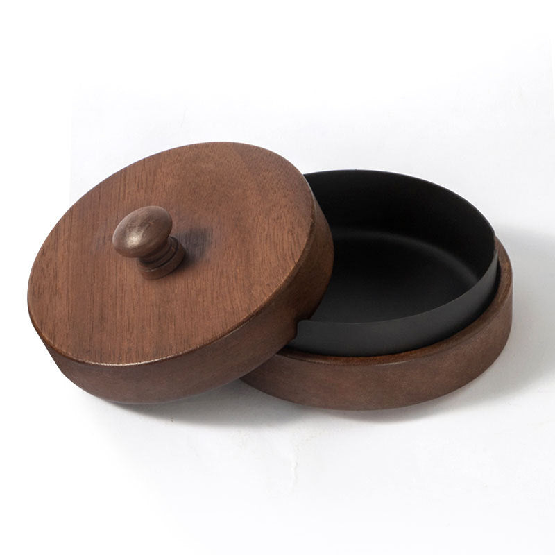 Black Walnut Ashtray With Metal Liner & Lid