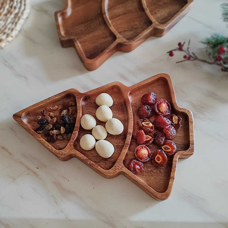 Walnut Christmas Tree Compartment Tray
