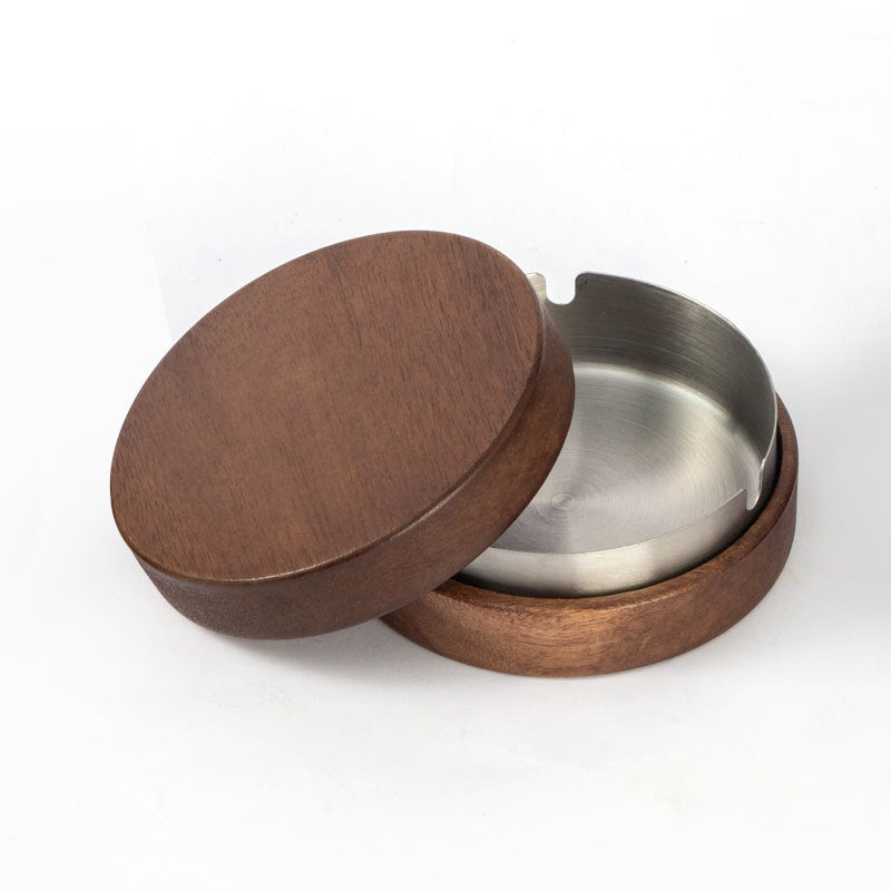 Black Walnut Ashtray With Metal Liner & Lid